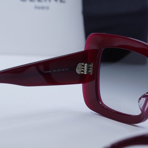 Final Price! Celine CL40263F 69B Shiny Burgundy Sunglasses - Picture 10 of 12
